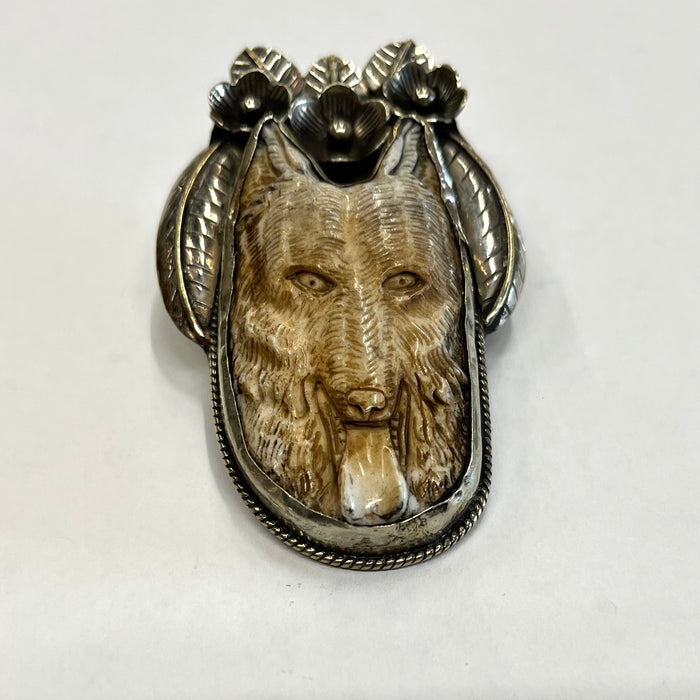 Silver Wolf Bone Pendant