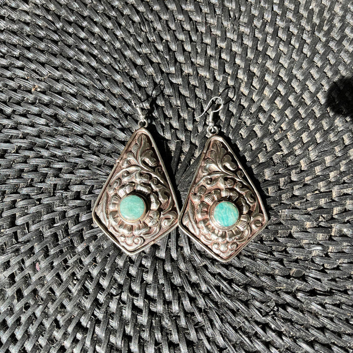 Silver Amazonite Earrings