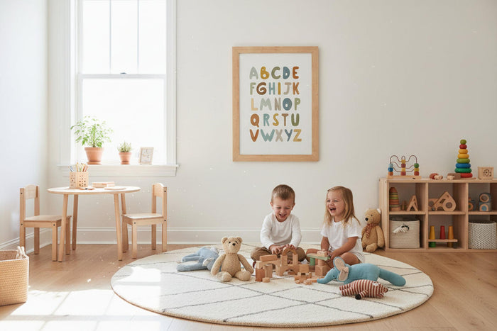 Kids Wall Art Gender Neutral Alphabet, Kids Wall Prints, Kids Wall Decor, Nursery Wall Art, Nursery Decor, Kids Wall Decor, Kids Bedroom Wall Decor, Made in the USA | Pippa + June