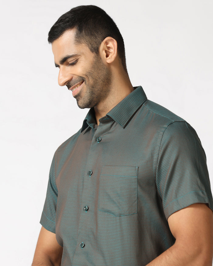 Beetle Half Sleeve Textured Shirt - Recite