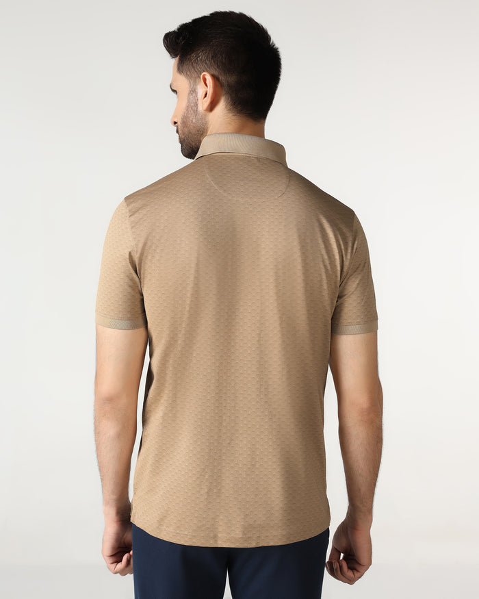 Beige Abstract Print Polo - Deco