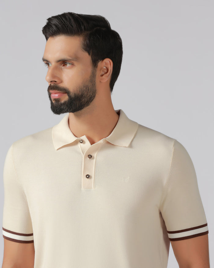 Beige Solid Polo - Akio