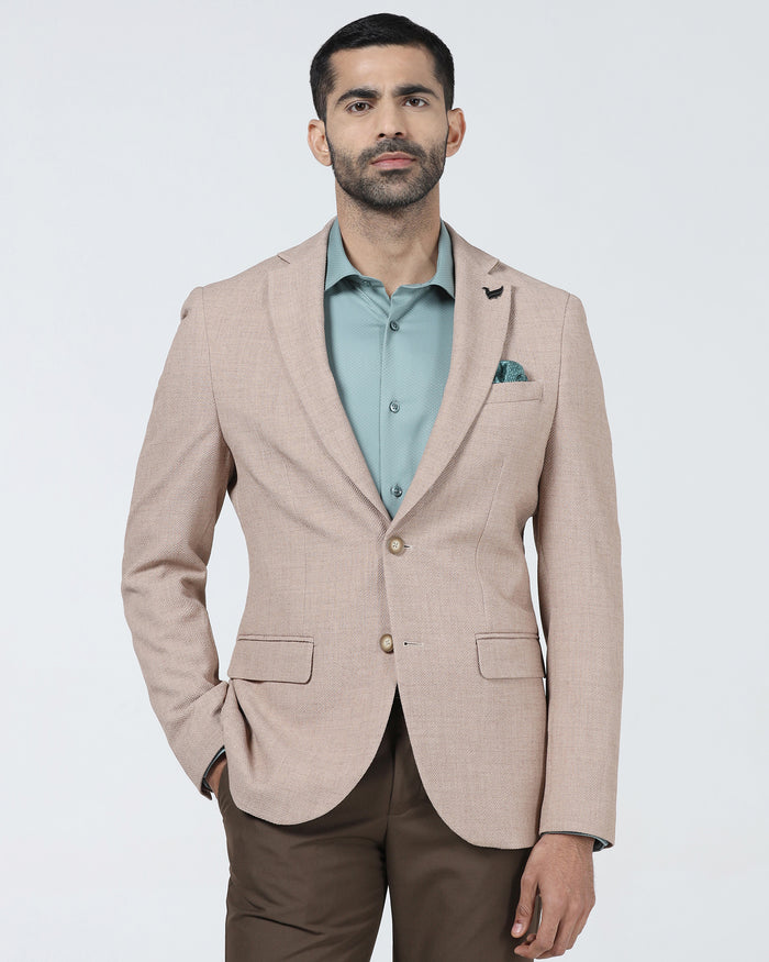 Beige Textured Blazer - Adams