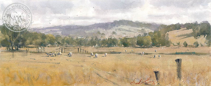 Beloved California, watercolor painting by Frank Eber (American art). Original watercolor painting by California Watercolor for wall decor.