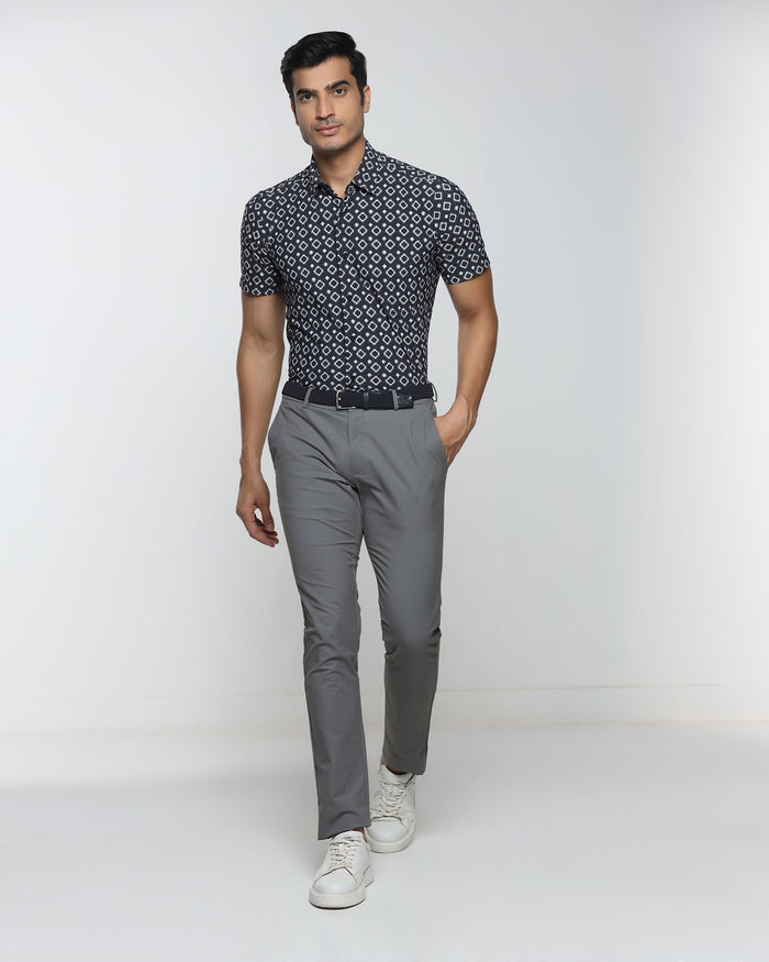 Black Half Sleeve TechPro Printed Shirt - Ronnel