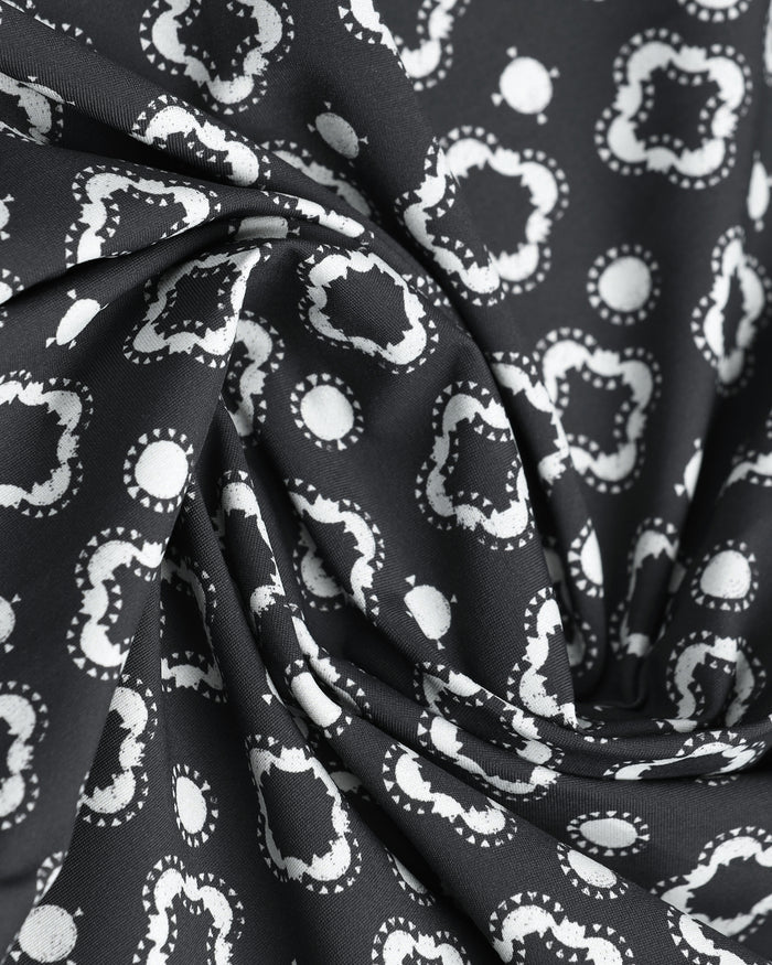 Black Half Sleeve TechPro Printed Shirt - Ronnel
