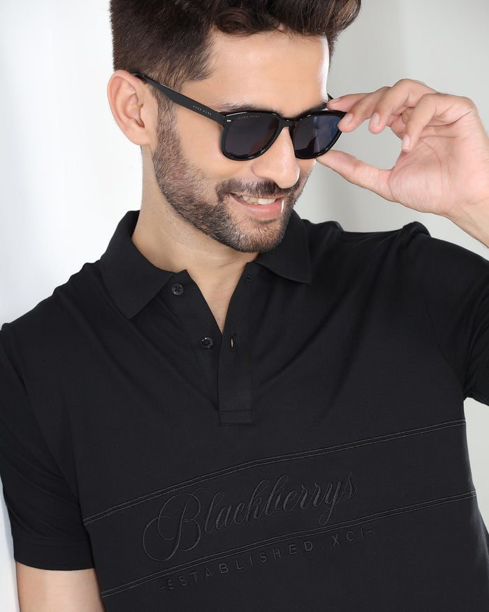 Black Solid Polo - Grand