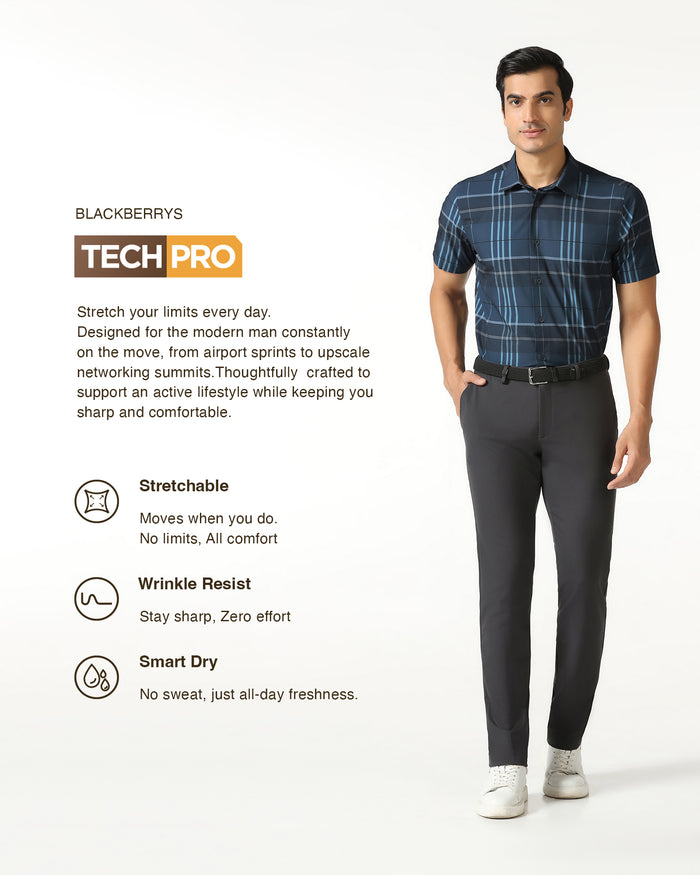 Blue Half Sleeve TechPro Check Shirt - Glen