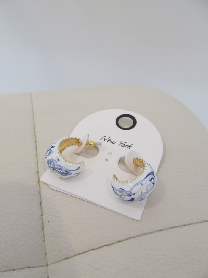 Blue Marble Hoop Earring