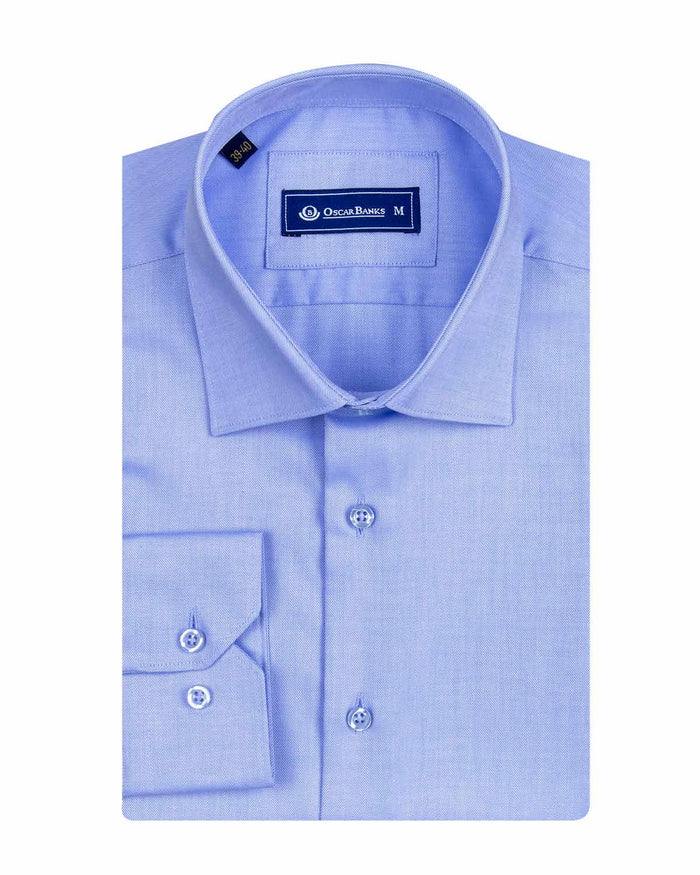 Blue Non Iron Plain Shirt-Makrom