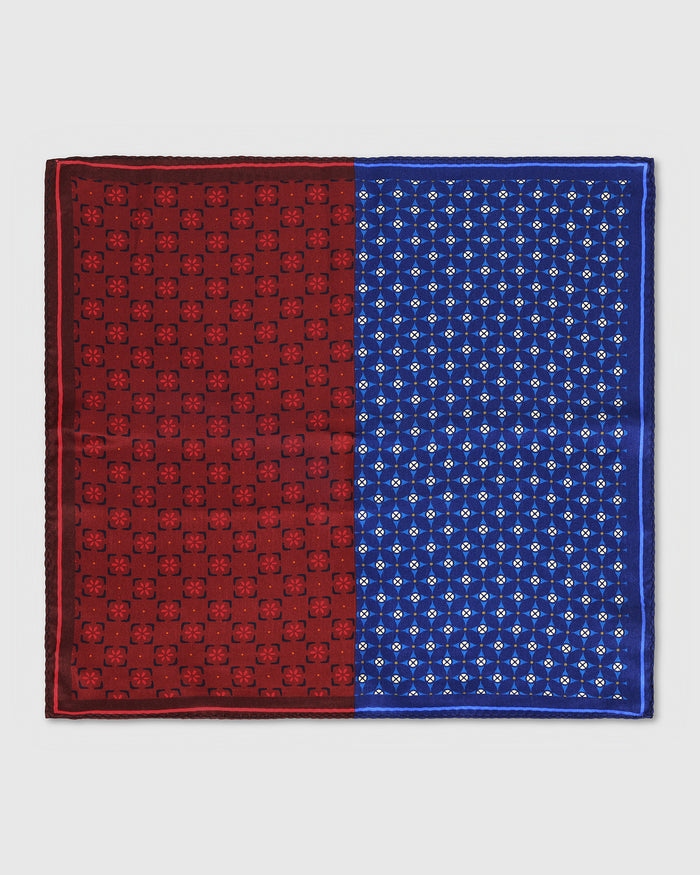 Blue Printed 100% Silk Pocket Square - Westleigh