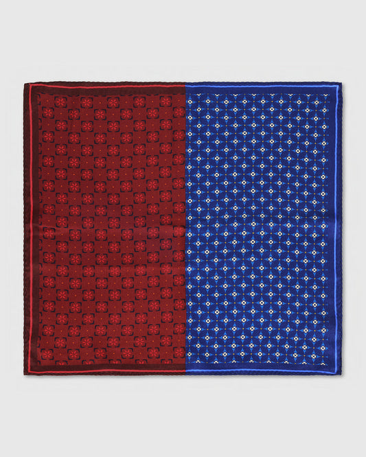 Blue Printed 100% Silk Pocket Square - Westleigh