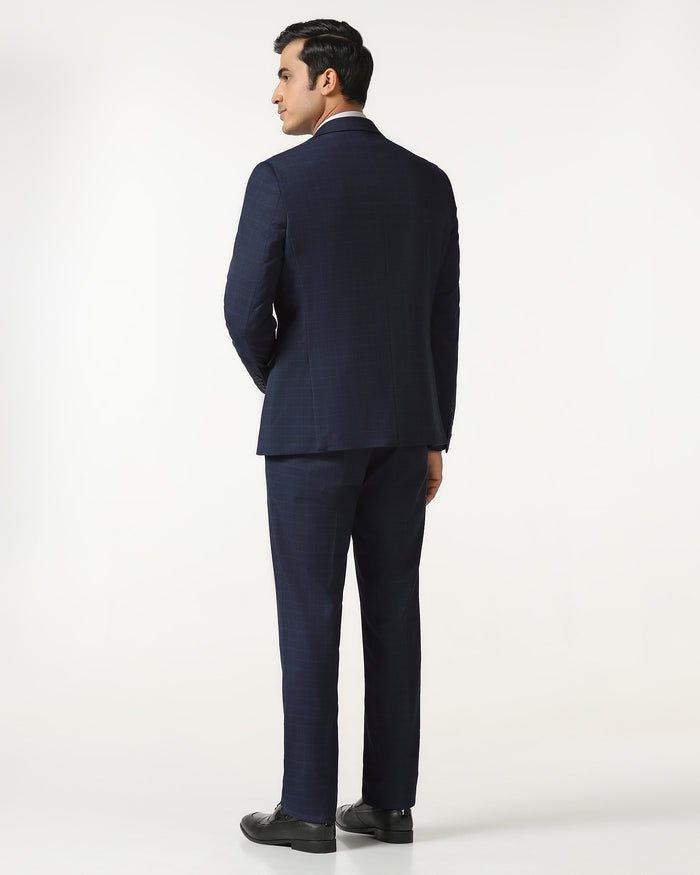 Blue Three Piece Check Suit - Qester