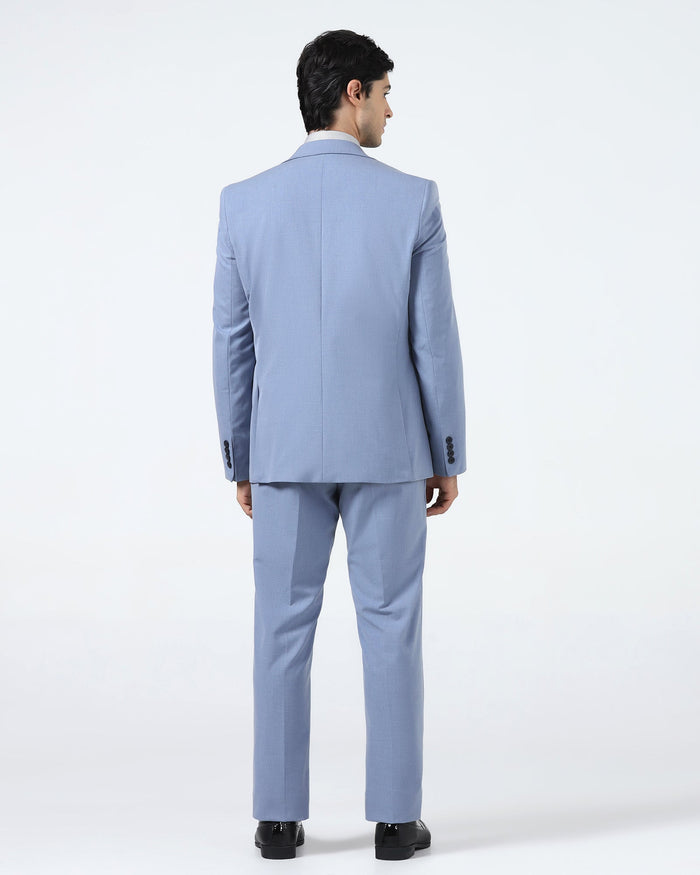 Blue Two Piece Solid Suit - Hedra