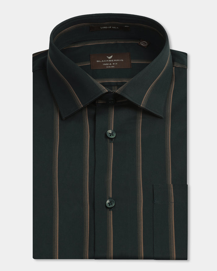 Bottle Green Stripe Shirt - Simon