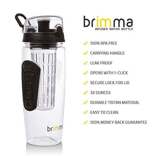 Brimma Leak Proof Fruit Infuser Water Bottle, Large 32 Oz. - foxberryparkproducts