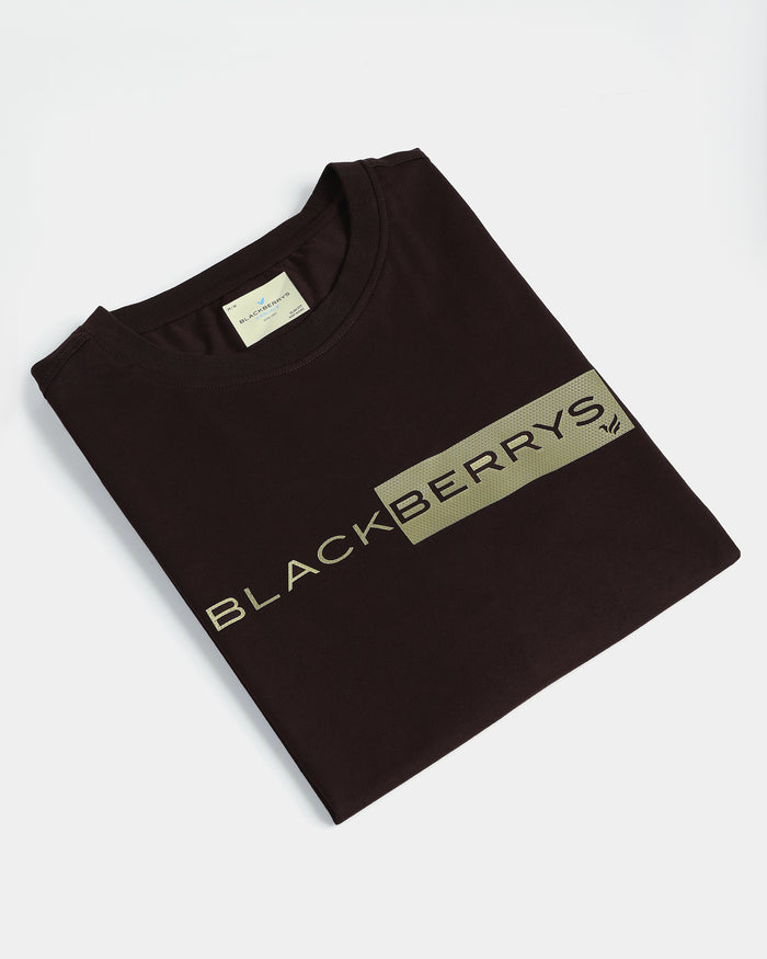 Brown Crew Neck Solid T-Shirt - Ram