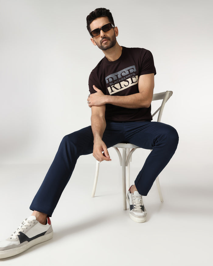 Brown Crew Neck Solid T-Shirt - Rise