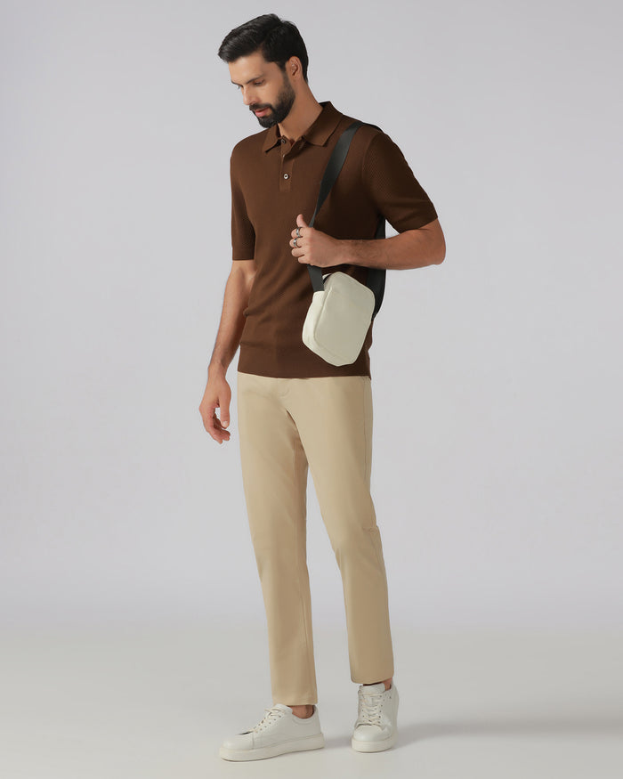 Brown Solid Polo - Yuto
