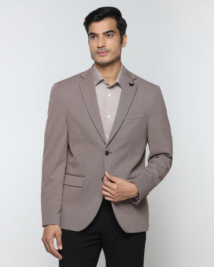 Brown Textured Blazer - Artura