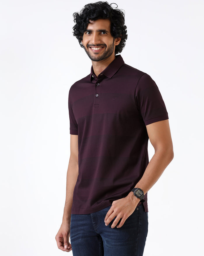 Cherry Lacquer Stripe Polo - Tip