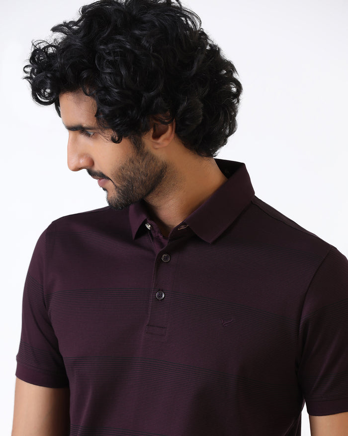 Cherry Lacquer Stripe Polo - Tip