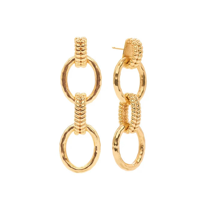 Cleopatra Regal Double Link Earrings in Gold