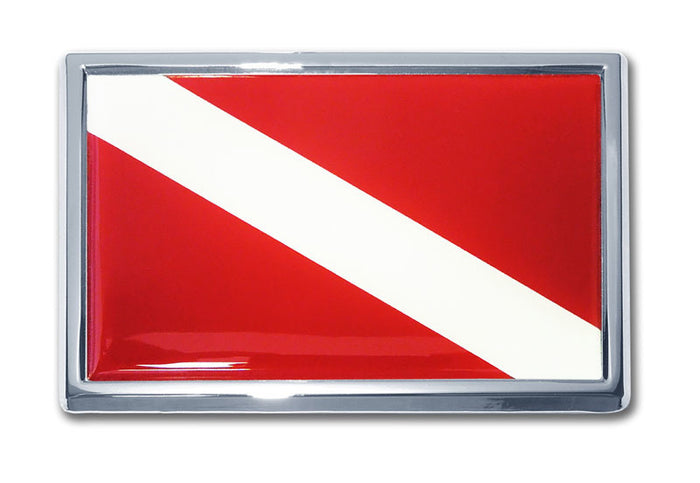 Dive Flag Chrome Auto Emblem *Clearance*