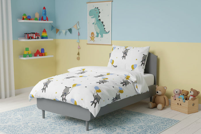 Boys Duvet Cover Bedding Set Balloons Doggies, Boys Nursery Bedding, Big Boy Toddler Bedding, Boys Bedding Sets, Made in the USA | Pippa + June