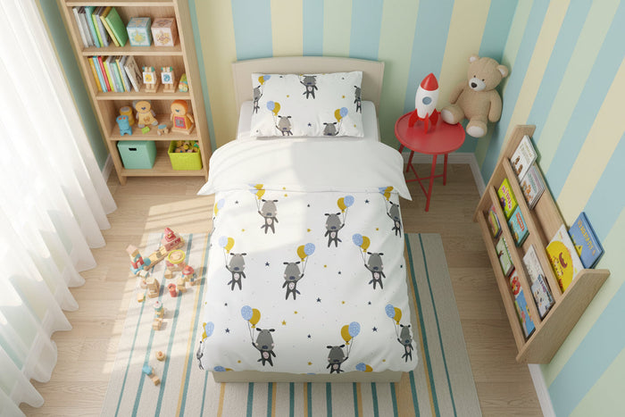 Boys Duvet Cover Bedding Set Balloons Doggies, Boys Nursery Bedding, Big Boy Toddler Bedding, Boys Bedding Sets, Made in the USA | Pippa + June