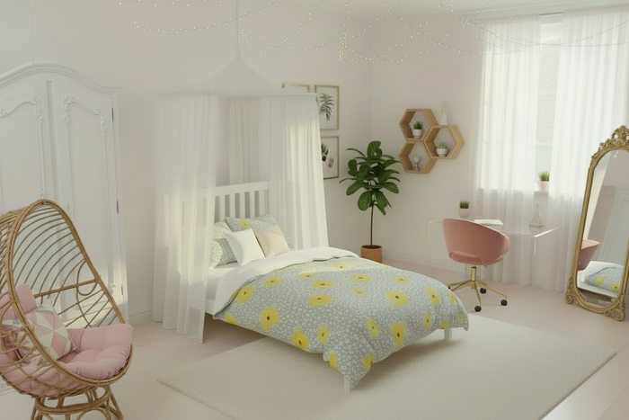 Girls Bedding Set Flowers Yellow, Girls Duvet Set, Girls Bedroom Bedding, Girls Big Girl Bed, Girls Toddler Bedding, Girls Bedding, Made in th USA | Pippa + June