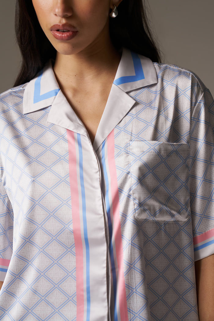 EMBLEM PRINT SHIRT - BLUE