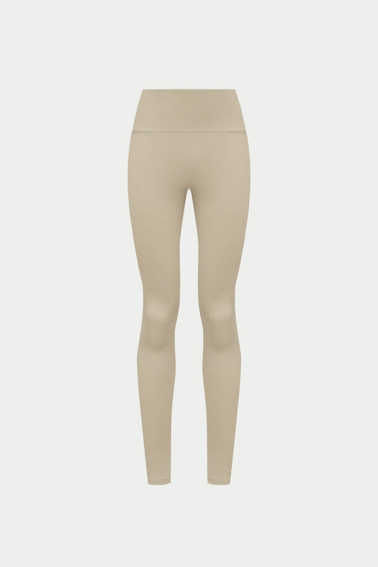 EMBLEM STRETCH SCULPTING LEGGINGS - BEIGE