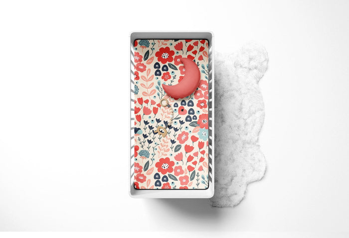 Modern Baby Crib Sheet Floral, Baby Bedding, Big Girl Bedding, Modern Nursery Decor, Made in the US | Pippa + June