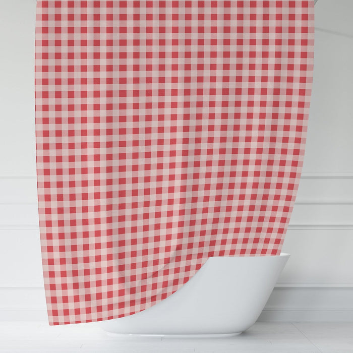 Farmhouse Shower Curtain Red Checkered, Bath Curtain, Bathroom Decor & Accessories, Made in the USA | Pippa + June