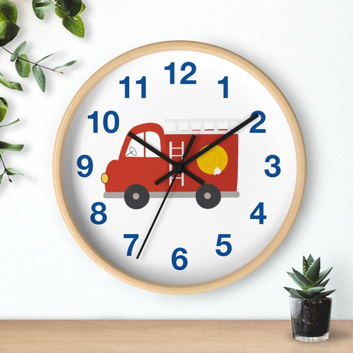 Kids Wall Clock, Fire Truck Wall Clock, Silent Non Ticking Wall Clock, Children's Wall Clock, Nursery Wall Clock, Toddler Wall Clock, Baby Room Clock, Playroom Wall Clock, Boys Bedroom Wall Clock, Kids Room Decor, Made in the USA | Pippa + June