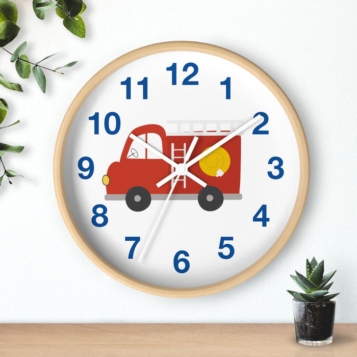 Kids Wall Clock, Fire Truck Wall Clock, Silent Non Ticking Wall Clock, Children's Wall Clock, Nursery Wall Clock, Toddler Wall Clock, Baby Room Clock, Playroom Wall Clock, Boys Bedroom Wall Clock, Kids Room Decor, Made in the USA | Pippa + June