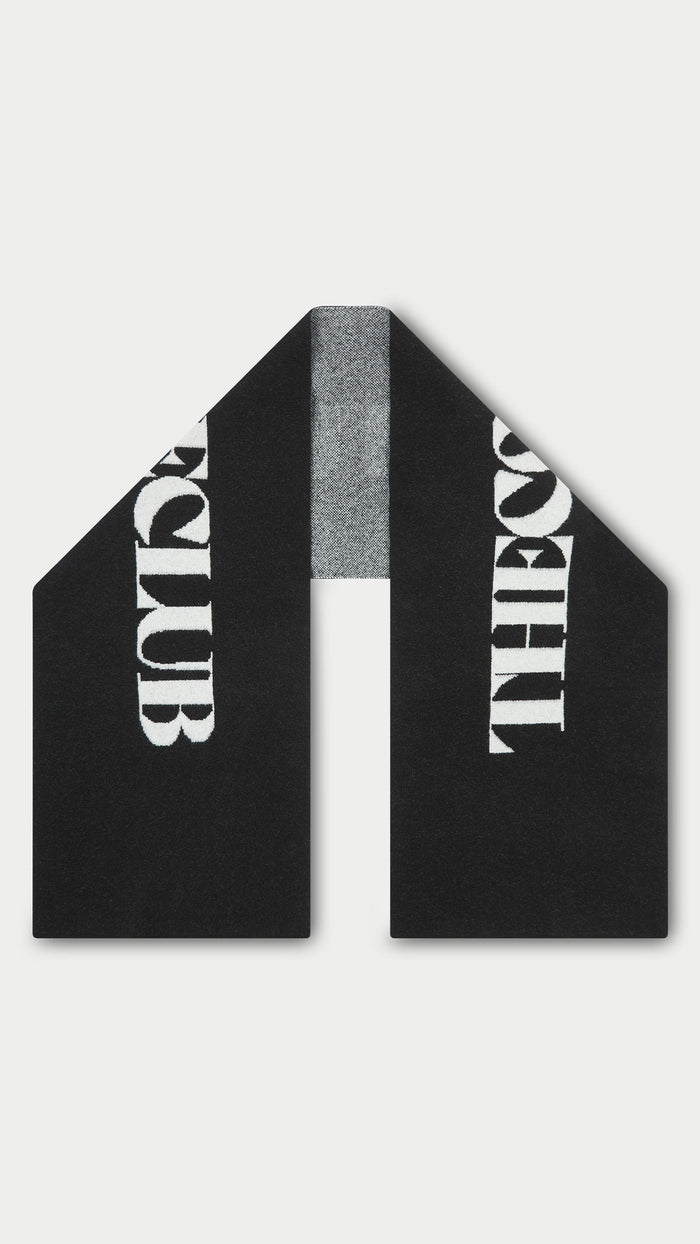 FLUFFY KNIT COPYRIGHT SCARF - BLACK