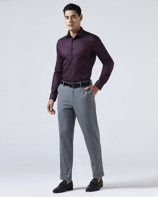 Grey Solid Trouser - Joshua