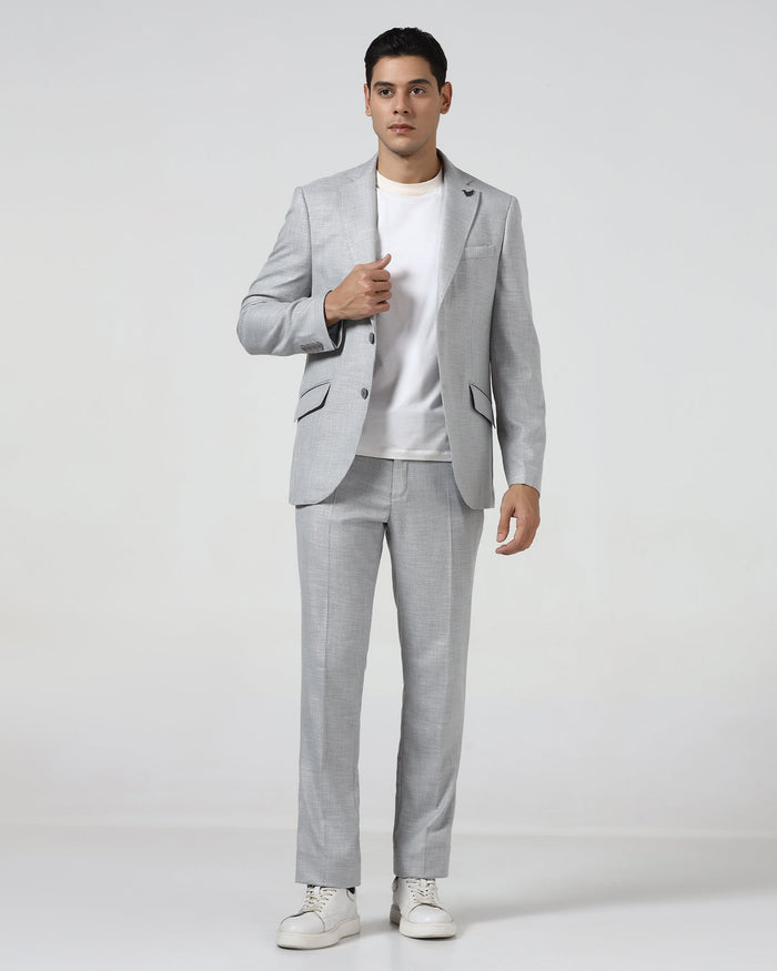 Grey Three Piece Textured Suit - Dayle