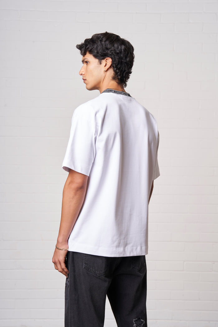 JACQUARD COLLAR T-SHIRT - WHITE