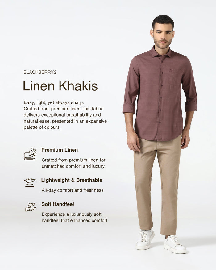 Khaki Linen Solid Khakis - Judas