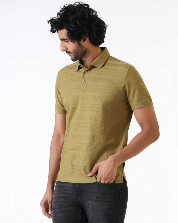 Khaki Textured Polo - Tomb