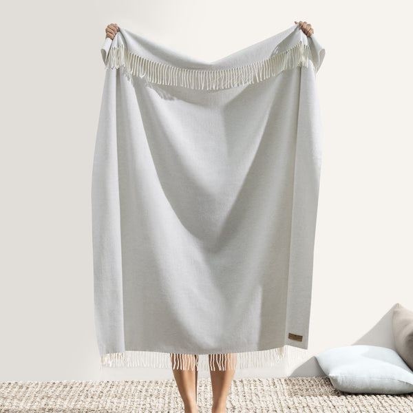 Light Gray Italian Herringbone Throw