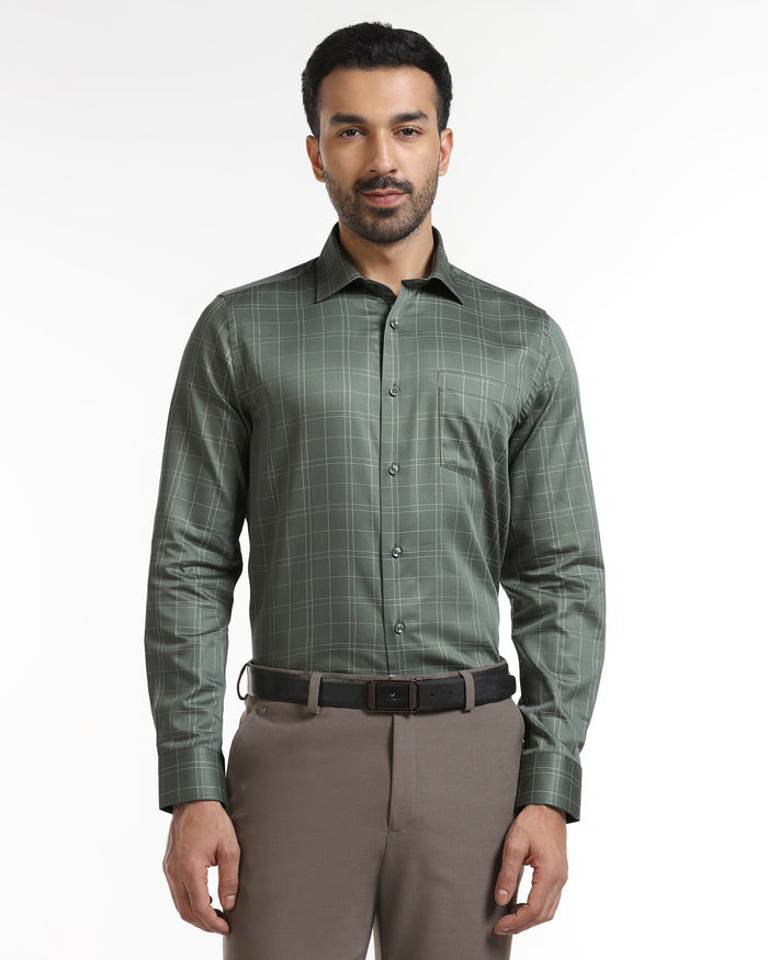 Light Olive Check Shirt - Axton