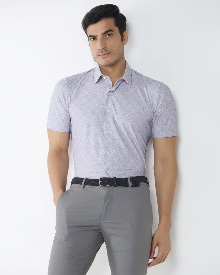 Lilac Half Sleeve TechPro Printed Shirt - Reneos