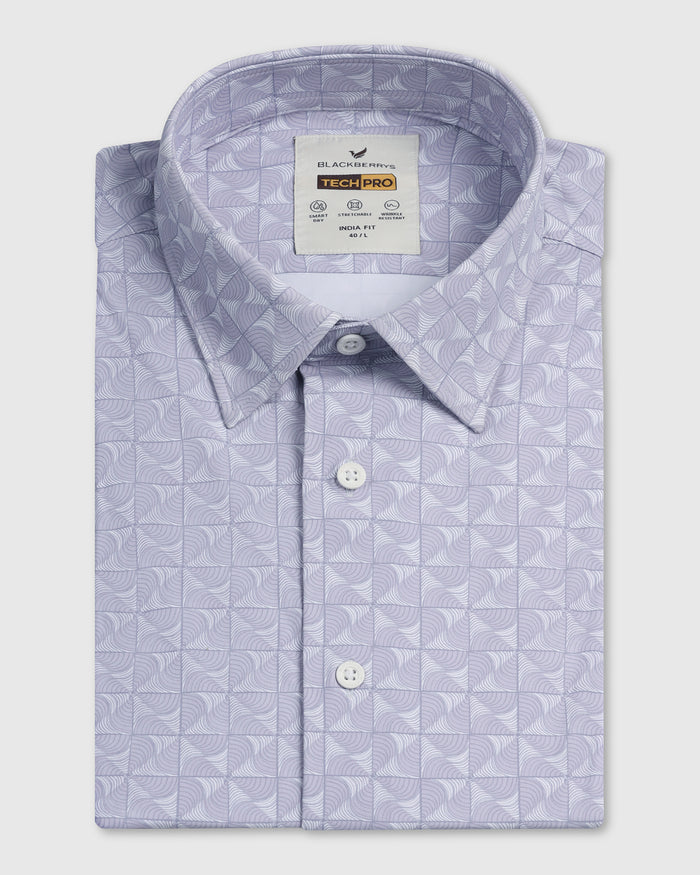 Lilac Half Sleeve TechPro Printed Shirt - Reneos