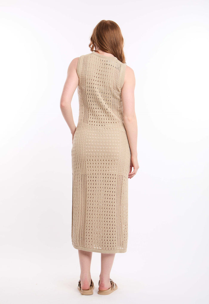 Long Crochet Coverup with Open Knit Design
