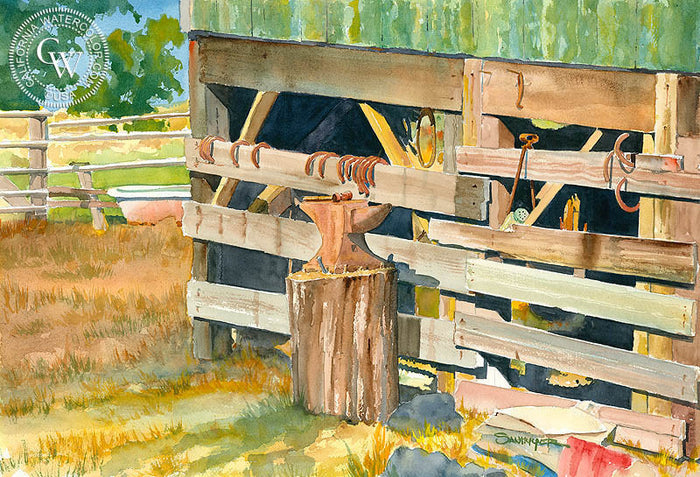 McCanless Ranch, South Kona, Hawaii, watercolor painting by Steve Santmyer (American art). Original painting and fine art giclée reproduction by California Watercolor for wall decor.