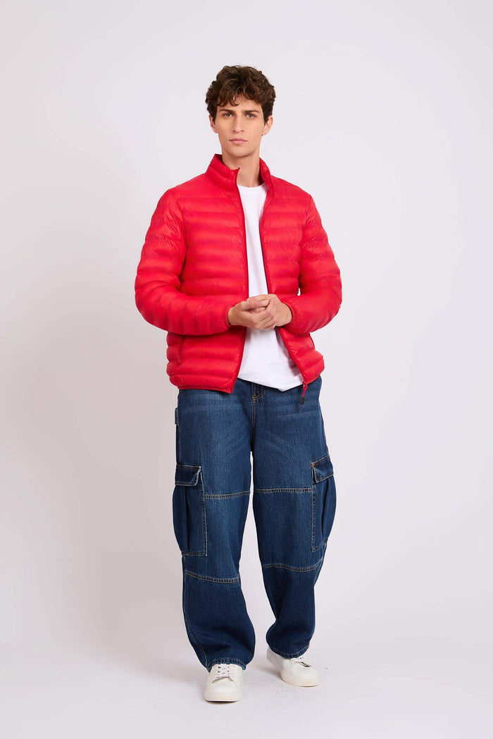 Men Basic Puffer Jacket red